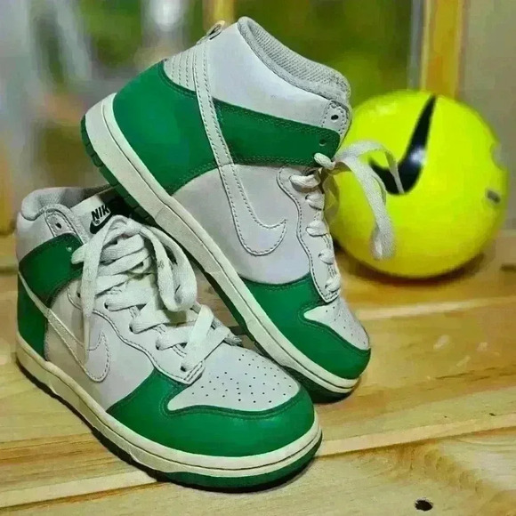 Nike Dunk High White Green 1.5Y